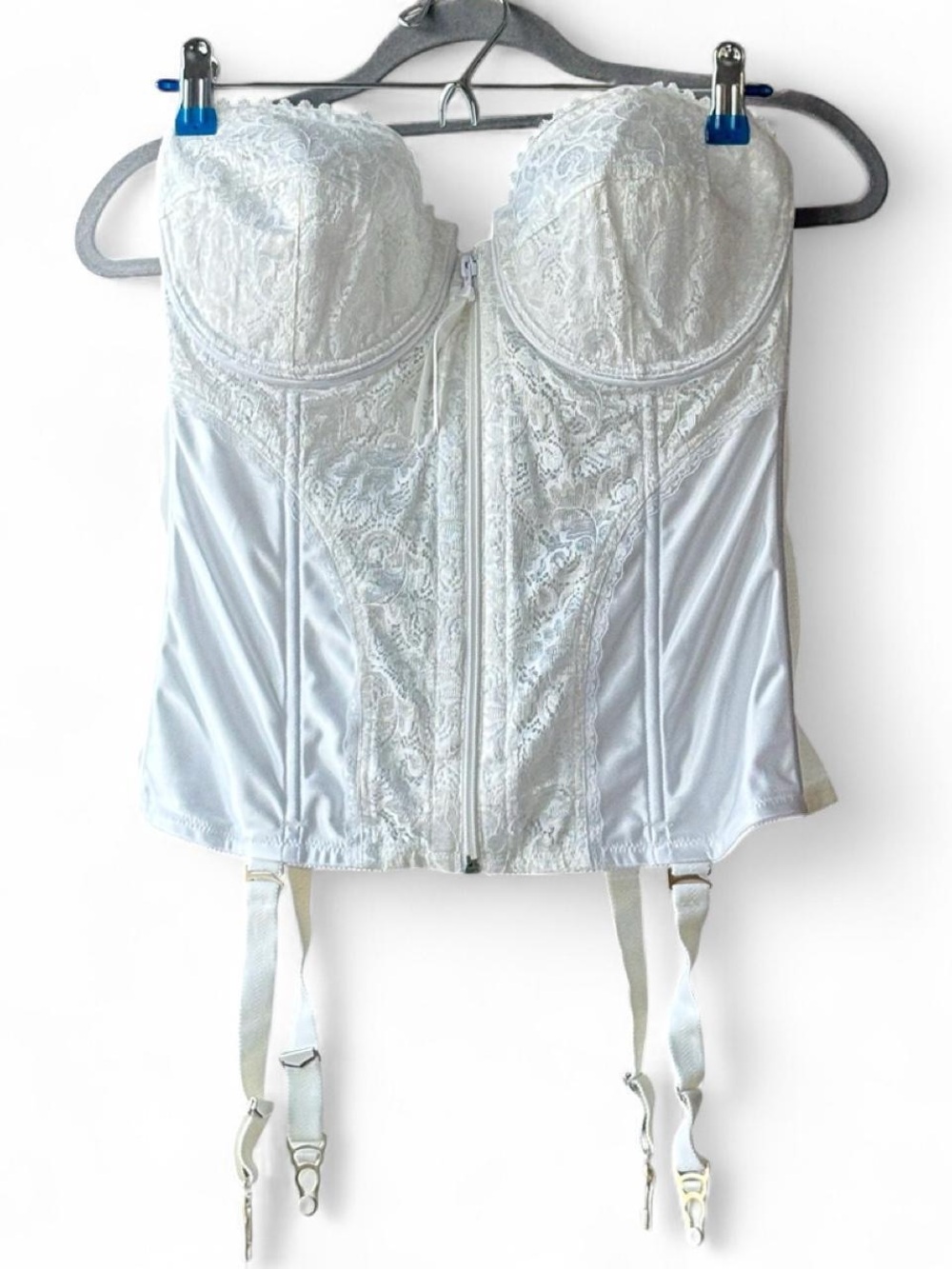 Vintage Frederick’s of Hollywood White Lace Lingerie Bustier Corset Size 38DD